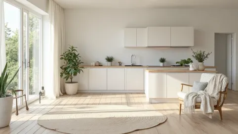 Styl skandynawski salon z kuchnią