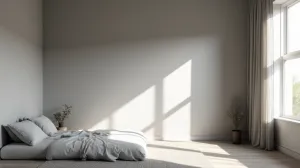 Szare ściany w sypialni