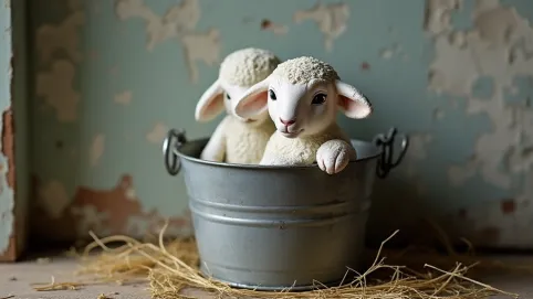 Tynk baranek w wiaderku