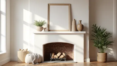 Tynk na kominek w salonie