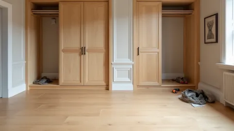 Wymiana podłogi a szafa w zabudowie