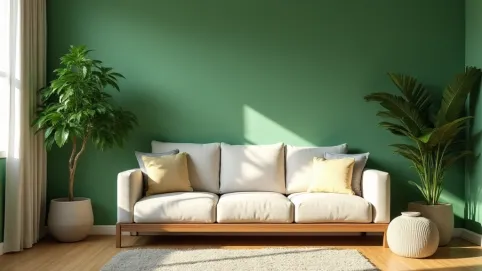 Zielony kolor ścian w salonie