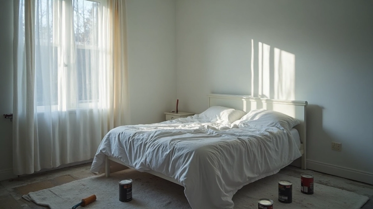 spanie w pomalowanym pokoju