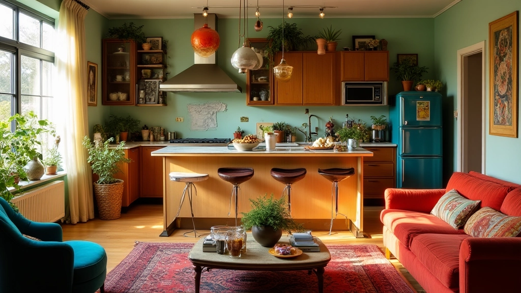 Styl Eklektyczny Salon Z Kuchnią