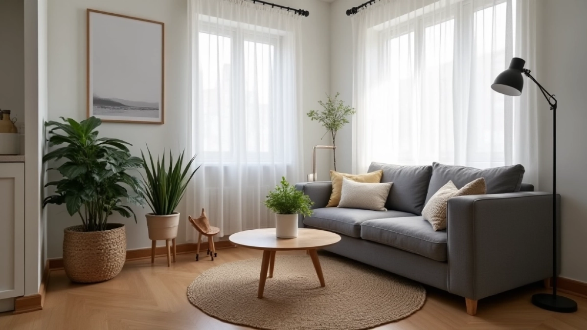 Styl skandynawski salon w bloku