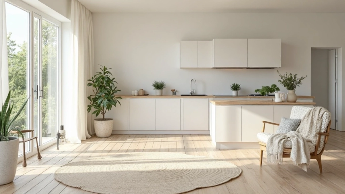 Styl skandynawski salon z kuchnią