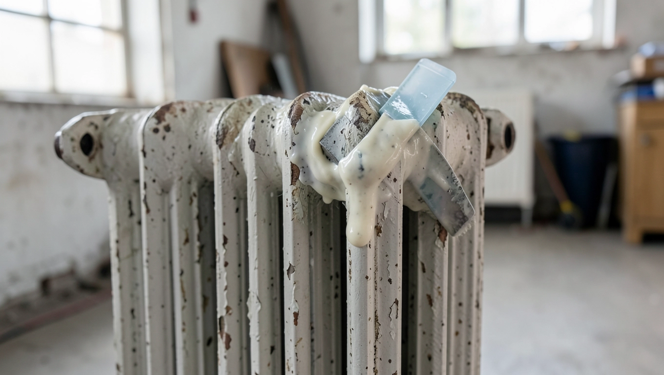 Usuwanie starej farby z kaloryfera żeliwnego