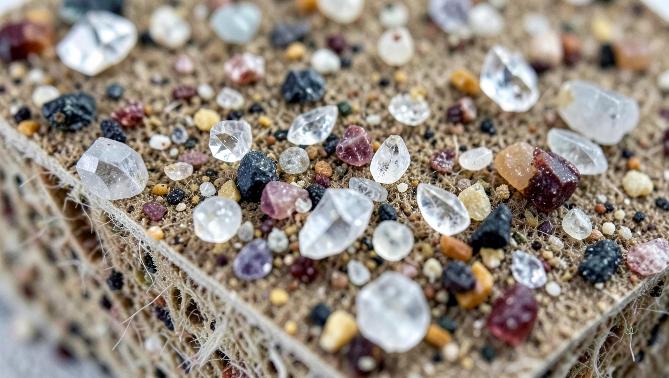 Ziarna ścierne w ziarnistości papieru ściernego